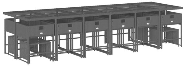 VidaXL Polyrattan Kerti Étkezőgarnitúra - 17 részes - Fekete