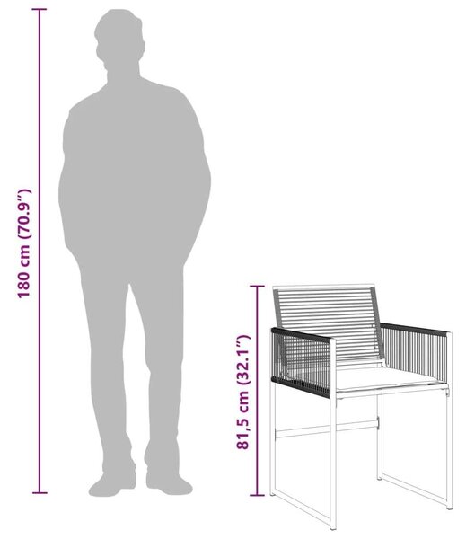 VidaXL Kerti Étkezőgarnitúra - 9 részes - Fekete Polyrattan