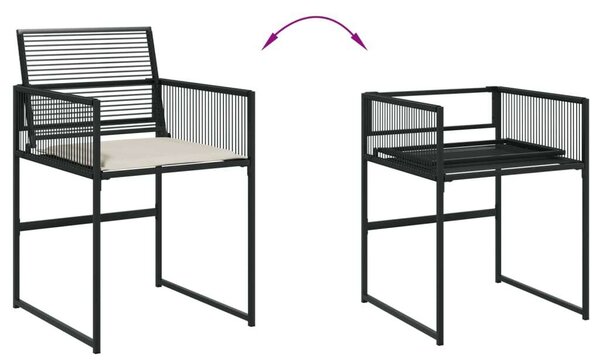 VidaXL Kerti Étkezőgarnitúra - 9 részes - Fekete Polyrattan