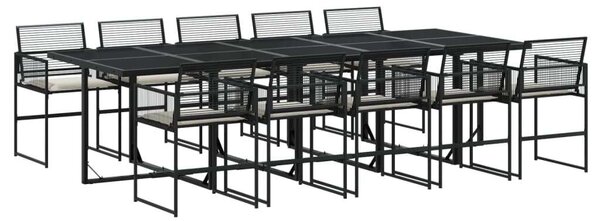 VidaXL Polyrattan Kerti Étkezőgarnitúra - 11 részes, Fekete