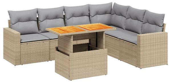 VidaXL Polyrattan Kerti Ülőgarnitúra - 7 részes - Bézs
