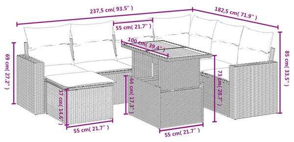 VidaXL 8 részes Polyrattan Kerti Ülőgarnitúra