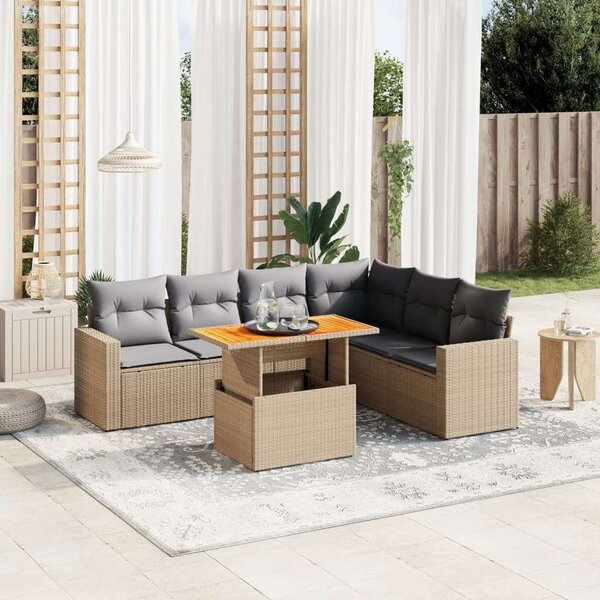 VidaXL Polyrattan Kerti Ülőgarnitúra - 7 részes - Bézs