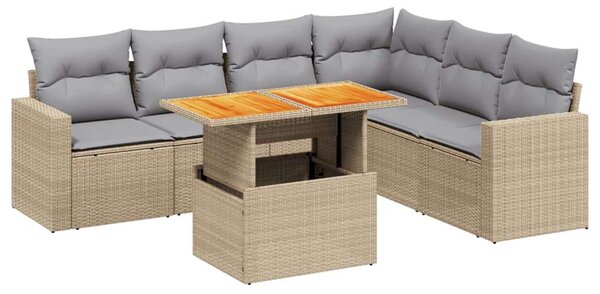VidaXL Polyrattan Kerti Ülőgarnitúra - 7 részes - Bézs