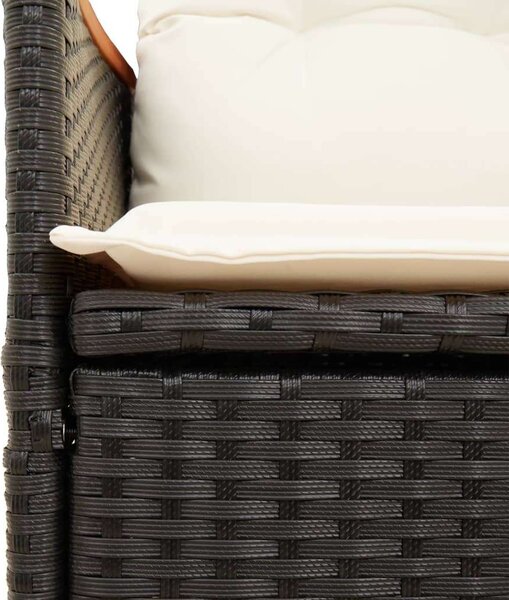 VidaXL - 7 részes Kerti Étkezőgarnitúra - Fekete Polyrattan