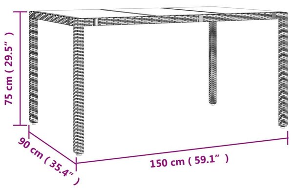 VidaXL 7 részes fekete polyrattan kerti étkezőgarnitúra párnával