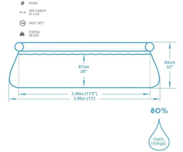 Bestway puhafalú medence vízforgatóval 396x84cm