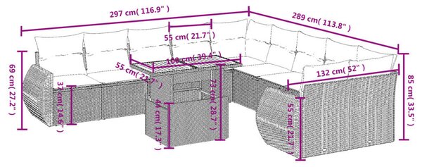 VidaXL Polyrattan Kerti Ülőgarnitúra - 11 részes - Bézs
