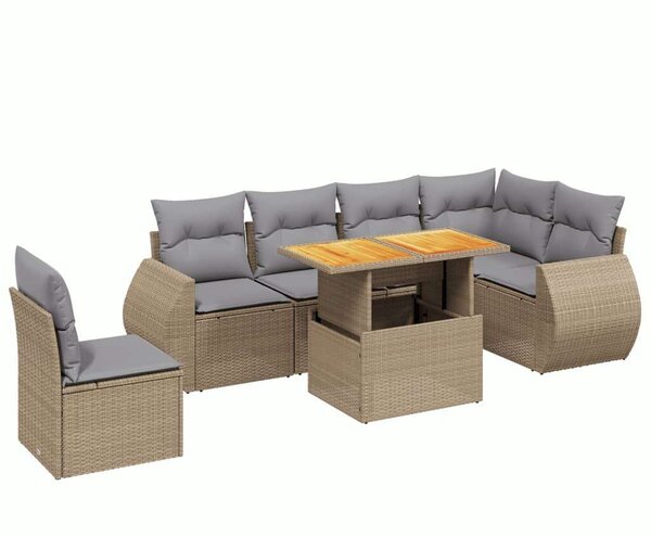 VidaXL Polyrattan Kerti Ülőgarnitúra - 7 részes - Bézs