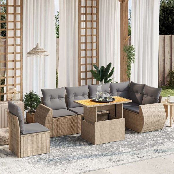 VidaXL Polyrattan Kerti Ülőgarnitúra - 7 részes - Bézs