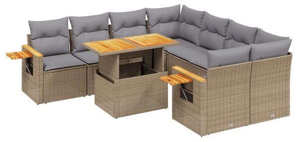 VidaXL Polyrattan Kerti Ülőgarnitúra - 9 részes - Bézs