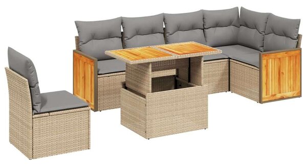 Polyrattan Kerti Ülőgarnitúra - 7 részes - Bézs