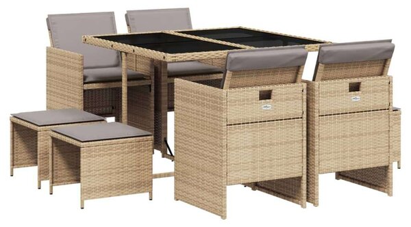 VidaXL Polyrattan Kerti Étkezőgarnitúra - 9 részes