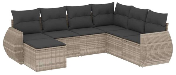VidaXL Polyrattan Kerti Ülőgarnitúra - 7 részes, Világos Szürke