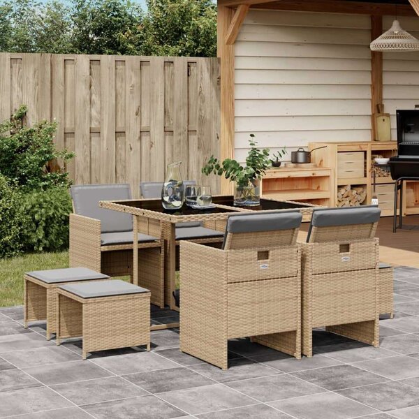 VidaXL Polyrattan Kerti Étkezőgarnitúra - 9 részes