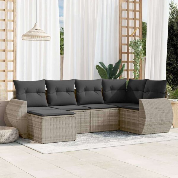 VidaXL Polyrattan Kerti Ülőgarnitúra - 6 részes - Világos Szürke