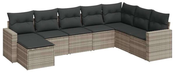 VidaXL Polyrattan Kerti Ülőgarnitúra - 8 részes - Világos Szürke