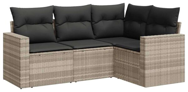 VidaXL Polyrattan Kerti Ülőgarnitúra - 4 részes - Világosszürke