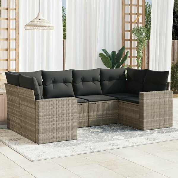 VidaXL Polyrattan Kerti Ülőgarnitúra - 6 részes - Világosszürke