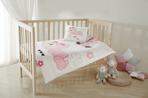 Rózsaszín mackós gyerek ágynemű szett Többszínű 100x135 cm - 40x50 cm