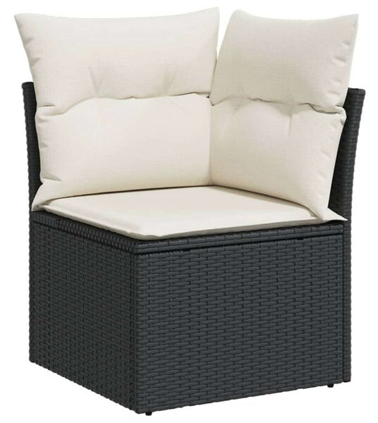 VidaXL 10 részes fekete polyrattan kerti ülőgarnitúra párnákkal
