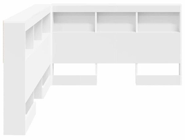 VidaXL Tároló fejtámla polcokkal fejtámlával Fehér 120 cm Faanyag