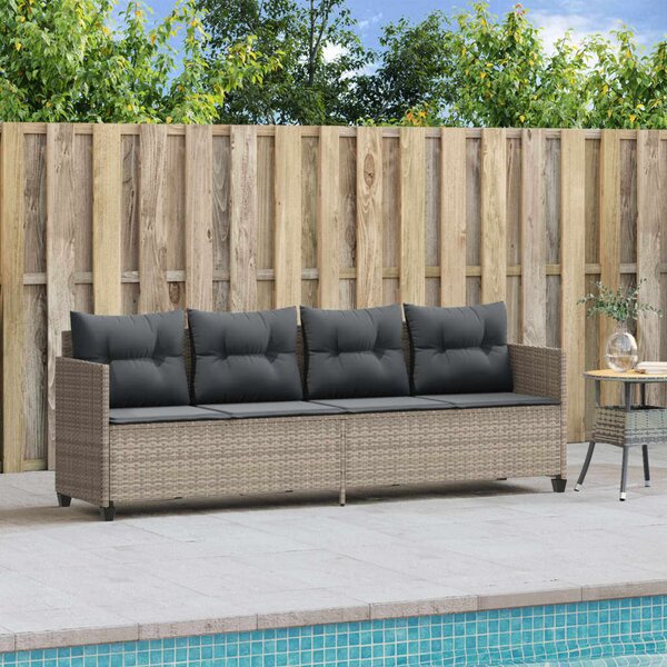 VidaXL világosszürke polyrattan napozóágy párnával