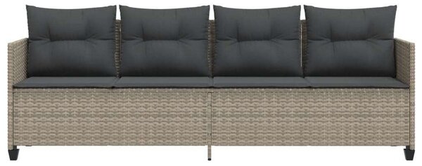 VidaXL világosszürke polyrattan napozóágy párnával