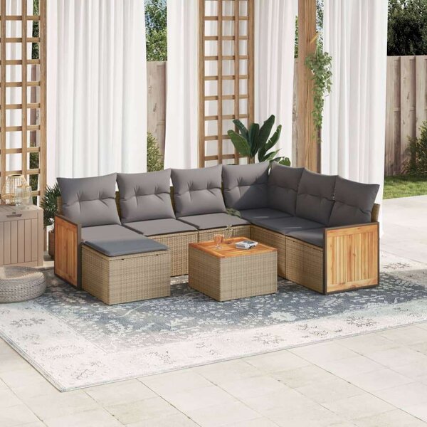 VidaXL Polyrattan Kerti Ülőgarnitúra - 8 részes - Bézs
