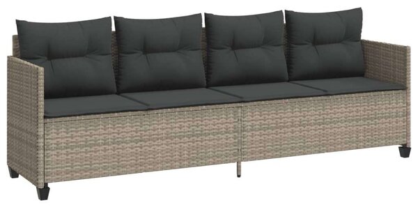 VidaXL világosszürke polyrattan napozóágy párnával
