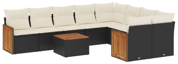 VidaXL Polyrattan Kerti Ülőgarnitúra - 10 részes - Fekete