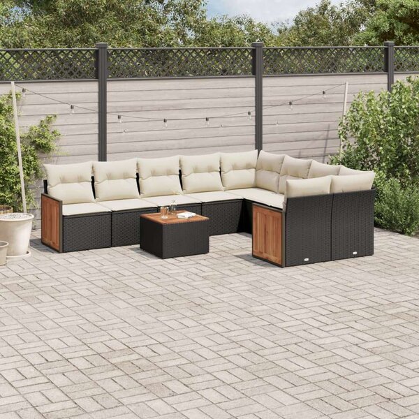 VidaXL Polyrattan Kerti Ülőgarnitúra - 10 részes - Fekete