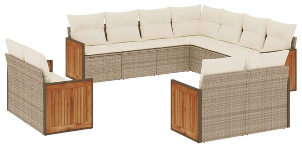 VidaXL Polyrattan Kerti Ülőgarnitúra - 11 részes - Bézs