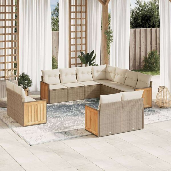 VidaXL Polyrattan Kerti Ülőgarnitúra - 11 részes - Bézs