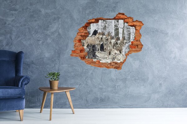 Lyuk 3d fali matrica Matrica wolves télen