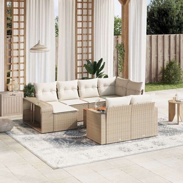 VidaXL 11 részes bézs polyrattan kerti ülőgarnitúra párnákkal