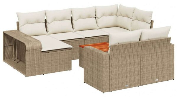 VidaXL 11 részes bézs polyrattan kerti ülőgarnitúra párnákkal
