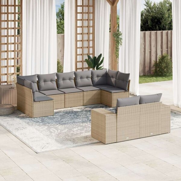 VidaXL Polyrattan Kerti Ülőgarnitúra - 9 részes - Bézs