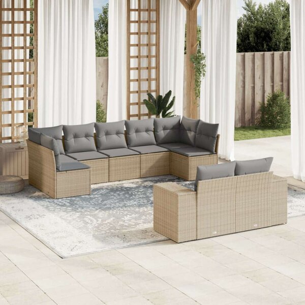VidaXL Polyrattan Kerti Ülőgarnitúra - 9 részes - Bézs