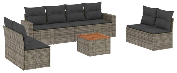 VidaXL Polyrattan Kerti Ülőgarnitúra - 9 részes - Szürke