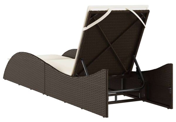 VidaXL Napozóágy - Barna Polyrattan - 205 cm