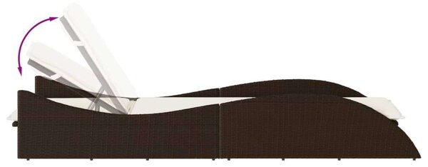 VidaXL Napozóágy - Barna Polyrattan - 205 cm