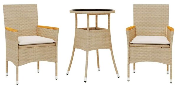 VidaXL Kerti Étkezőgarnitúra - 3 részes - Bézs Polyrattan