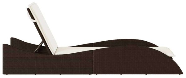 VidaXL Napozóágy - Barna Polyrattan - 205 cm