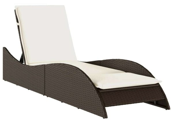 VidaXL Napozóágy - Barna Polyrattan - 205 cm