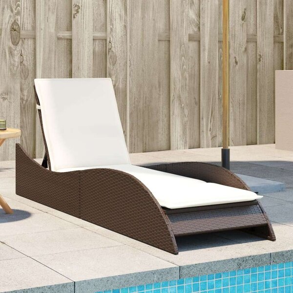 VidaXL Napozóágy - Barna Polyrattan - 205 cm