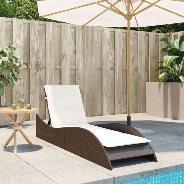 VidaXL Napozóágy - Barna Polyrattan - 205 cm