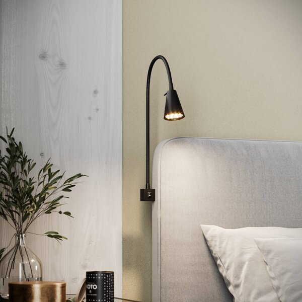 Briloner LED fali lámpa Tuso, fekete, ágyra szerelhető, fém, Fekete, Hálószoba, fém, Modern
