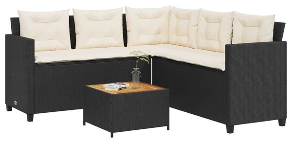 VidaXL L-alakú Kerti Kanapé Szett - Fekete Polyrattan - 175x175cm