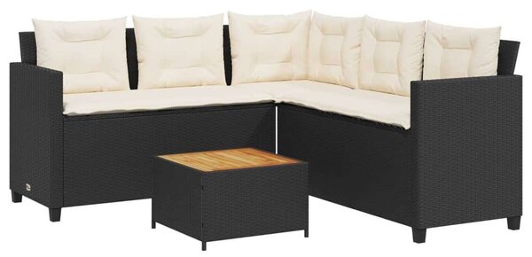 VidaXL L-alakú Kerti Kanapé Szett - Fekete Polyrattan - 175x175cm